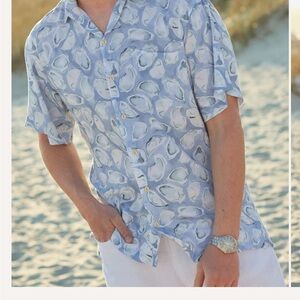 Kenny Flowers Light Blue Oyster Print Men's Shirt